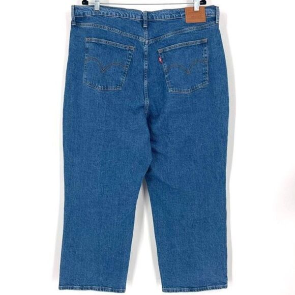 Levi's Women's Ribcage Straight Ankle Jeans Blue‎ Denim Medium Wash Size 18W - Picture 2 of 13